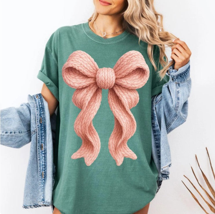 Trendy Pink Yarn Crochet Coquette Bow