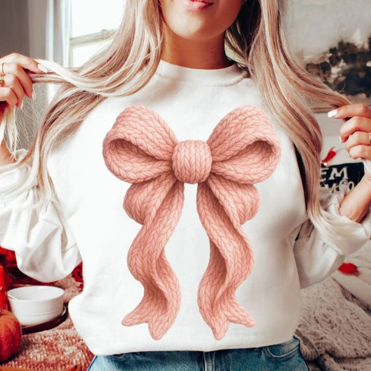 Trendy Pink Yarn Crochet Coquette Bow