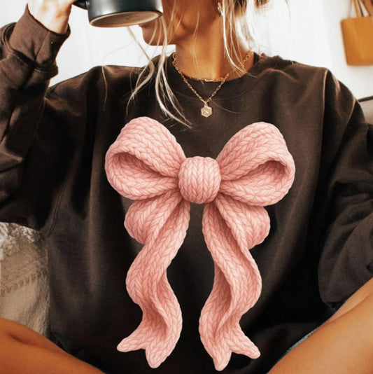 Trendy Pink Yarn Crochet Coquette Bow